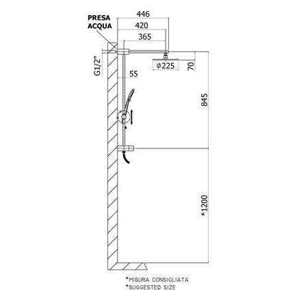 Paffoni Up Zcol687 Colonna Doccia Con Presa Acqua e deviatore soffione 22  cm e doccetta con