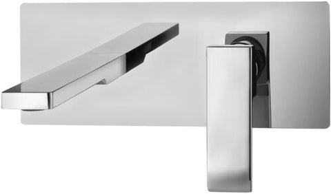 MISCELATORE INCASSO 2 FORI CON PIASTRA RETTANGOLARE E BOCCA MM.150 LEVA CUBO LEVEL STEEL LOOKING