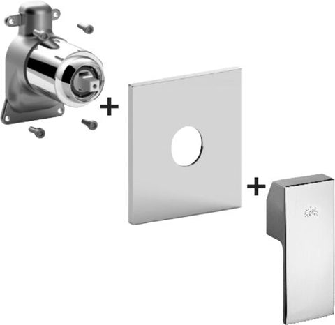 MISCELATORE INCASSO CON DEVIATORE PBOX 015 PIASTRA ABS LEVA ASTA LEVEL CROMO