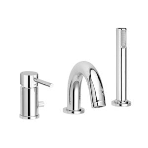 BATTERIA BORDO VASCA CON BOCCA EROGATORE NEW CON DOCCIA VERTICALE LIGHT CROMO