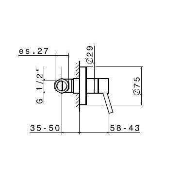 16182.21.018 X-TREND RUBINETTO ARRESTO INCASSO DX CROMO NEWFORM-Archigo.it