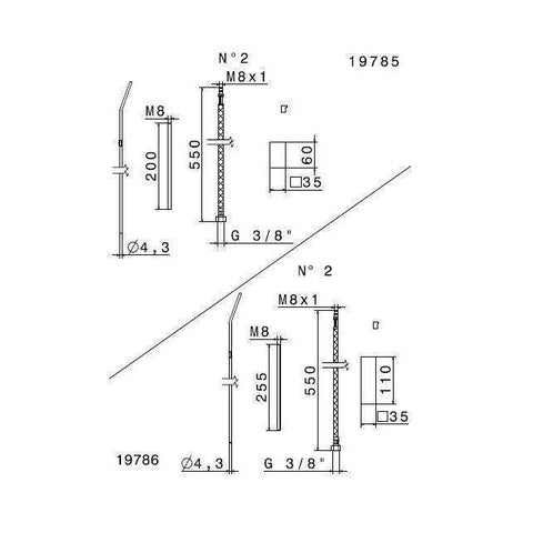 19785.02.014 SET FIX PROLUNGA FORMA DA 60mm BIANCO OPACO/CROMO NEWFORM-Archigo.it