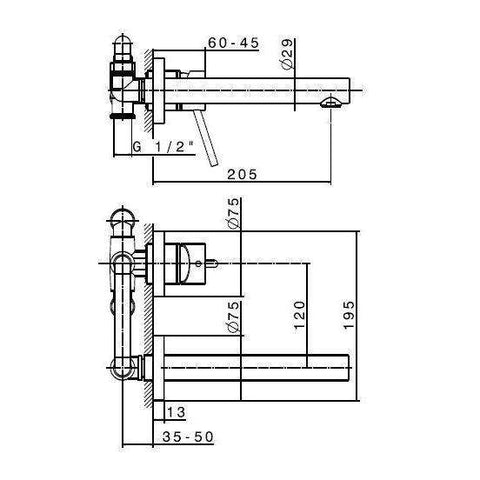 2230.21.018 X-TREND MISCELATORE LAVABO PARETE 2F CROMO NEWFORM-Archigo.it