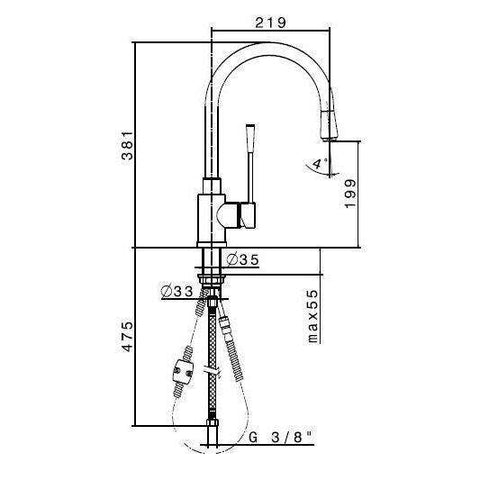 2453.31.028 X-TREND MISCELATORE LAVELLO H.381 CROMO SPAZZOLATO NEWFORM-Archigo.it