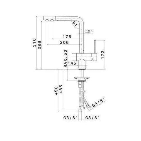3101.31.028 MOONY MISCELATORE MONOCOMANDO LAVELLO CROMO SPAZZOLATO NEWFORM-Archigo.it