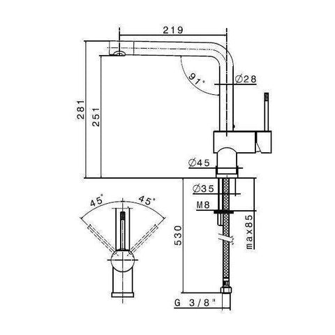 3110.31.028 MOONY MISCELATORE MONOCOMANDO LAVELLO CROMO SPAZZOLATO NEWFORM-Archigo.it