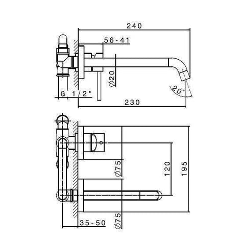 4230.21.018 XT MISCELATORE MONOCOMANDO LAVABO PARETE 2F CROMO NEWFORM-Archigo.it