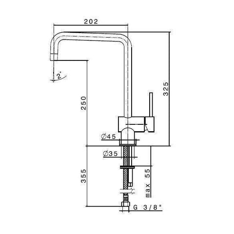 4320.31.028 XT MISCELATORE MONOCOMANDO LAVELLO CROMO SPAZZOLATO NEWFORM-Archigo.it