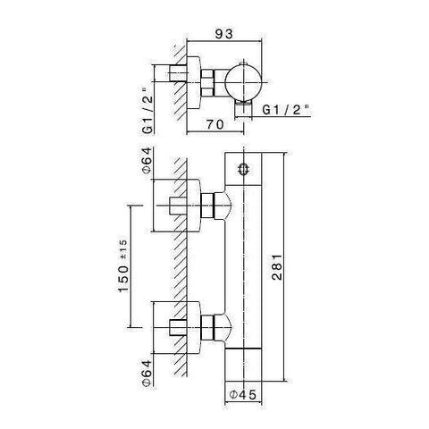 474.21.018 HEAD SHOWERS MISCELATORETERMOSTATICO DOCCIA ESTERNO CROMO NEWFORM-Archigo.it