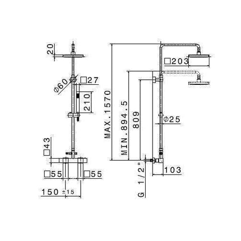 477.31.028 HEAD SHOWERS MISCELATORETERMOSTATICO + COLONNA DOCCIA CROMO SPAZZOLATO NEWFORM-Archigo.it