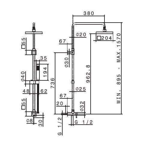 488.61.020 COLONNA DOCCIA + DEVIATORE ORO LUCIDO NEWFORM-Archigo.it