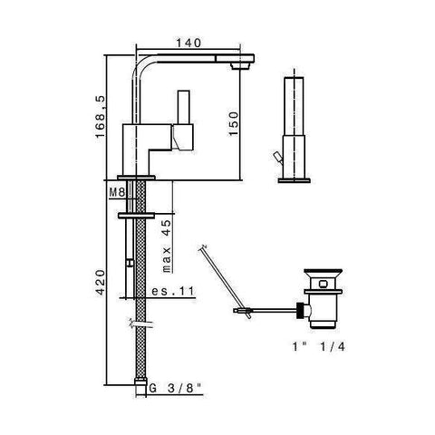 60410.21.018 FORMA MISCELATORE MONOCOMANDO LAVABO CROMO NEWFORM-Archigo.it