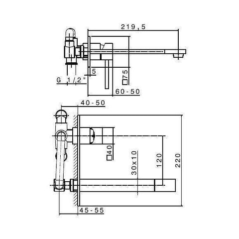 60431.02.093 FORMA MISCELATORE LAVABO PARETE NERO OPACO/CROMO NEWFORM-Archigo.it