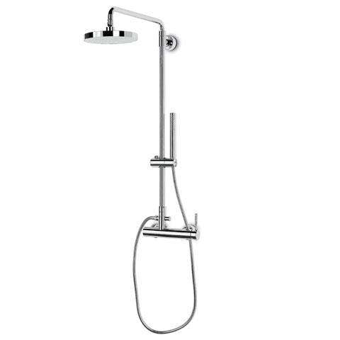 61151.31.028 HEAD SHOWERS MISCELATORE + COLONNA DOCCIA CROMO SPAZZOLATO NEWFORM-Archigo.it