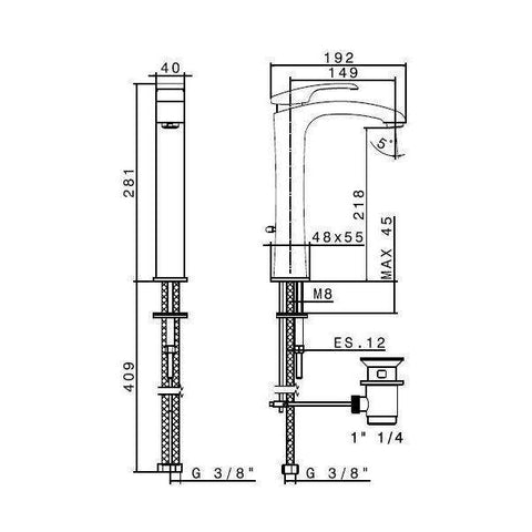 62513.20.300 X-SENSE MISCELATORE LAVABO CROMO LUCIDO + SWAROVSKI NEWFORM-Archigo.it
