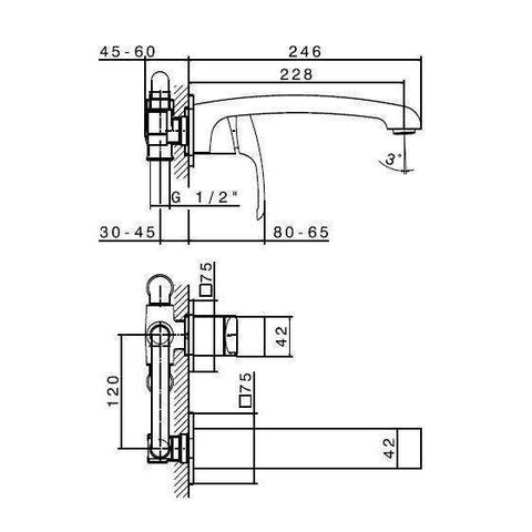 62530.61.020 X-SENSE MISCELATORE LAVABO PARETE 2F ORO LUCIDO NEWFORM-Archigo.it
