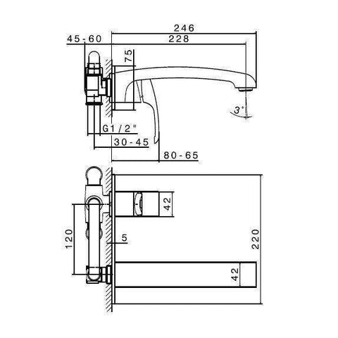 62531.54.022 X-SENSE MISCELATORE LAVABO PARETE 2F ORO SATINATO/LUCIDO NEWFORM-Archigo.it