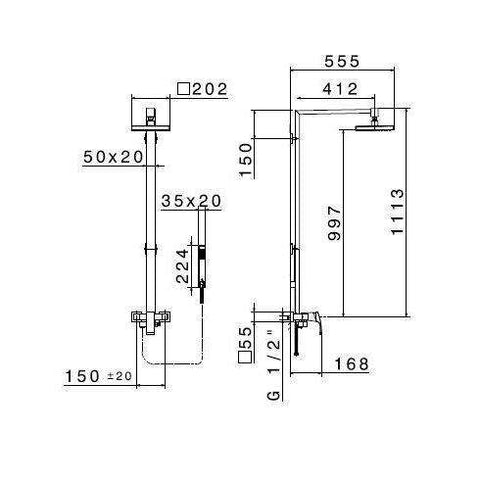 62554.54.022 X-SENSE MISCELATORE + COLONNA DOCCIA ORO SATINATO/LUCIDO NEWFORM-Archigo.it