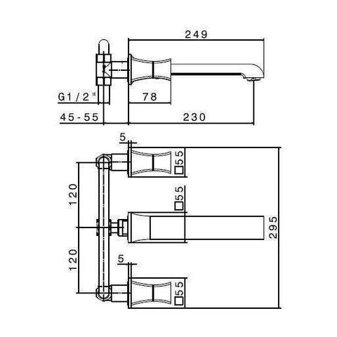 62630.31.028 CLASS-X GRUPPO LAVABO PARETE 3F CROMO SPAZZOLATO NEWFORM-Archigo.it