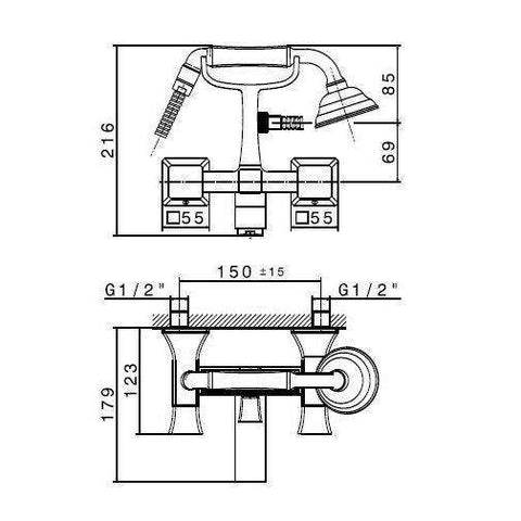 62640C.31.028 CLASS-X GRUPPO VASCA ESTERNO + SET DOCCIA CROMO SPAZZOLATO NEWFORM-Archigo.it
