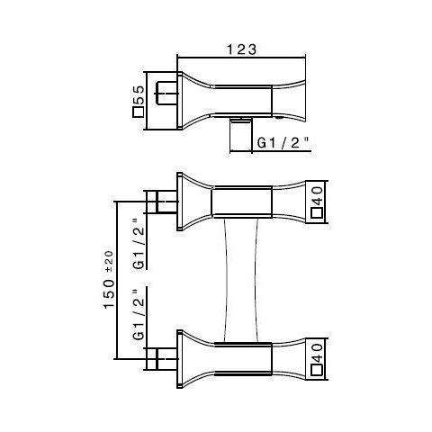 62655.31.028 CLASS-X GRUPPO DOCCIA ESTERNO CROMO SPAZZOLATO NEWFORM-Archigo.it