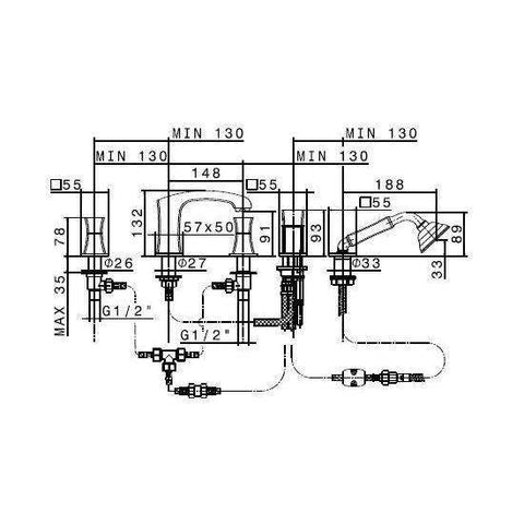 62682C.61.020 CLASS-X GRUPPO BORDO VASCA 5FORI ORO LUCIDO NEWFORM-Archigo.it