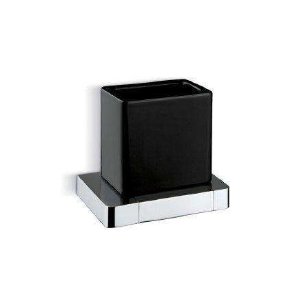 62906.31.028 X-SENSE PORTA BICCHIERE PARETE CROMO SPAZZOLATO-CERAMICA NERA NEWFORM-Archigo.it
