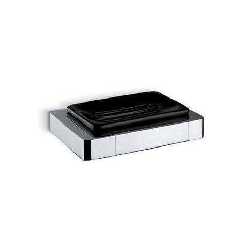 62951.31.028 X-SENSE PORTA SAPONE APPOGGIO CROMO SPAZZOLATO-CERAMICA NERA NEWFORM-Archigo.it