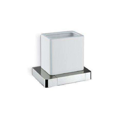 62955.31.028 X-SENSE P.BICCHIERE CROMO SPAZZOLATO-CERAMICA BIANCO NEWFORM-Archigo.it