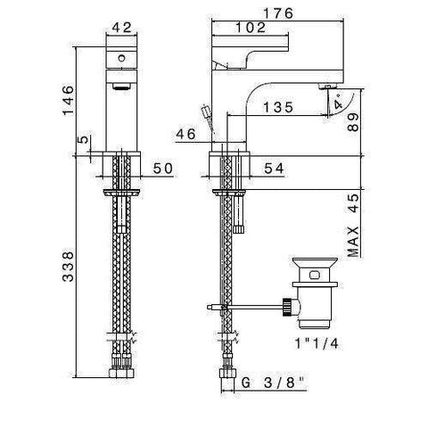 64011.21.018 X-LIGHT MISCELATORE MONOCOMANDO LAVABO CROMO NEWFORM-Archigo.it