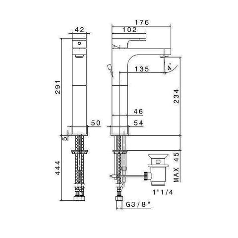 64014.21.018 X-LIGHT MISCELATORE MONOCOMANDO LAVABO CROMO NEWFORM-Archigo.it