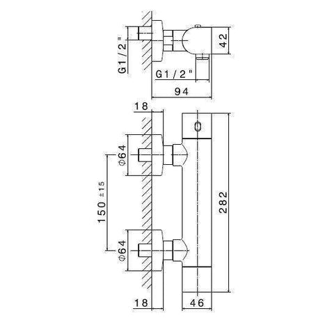 64060.21.018 X-LIGHT MISCELATORE TERMOSTATICO DOCCIA ESTERNO CROMO NEWFORM-Archigo.it