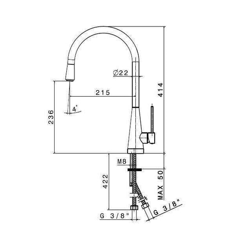 64200.21.018 YCON MISCELATORE MONOCOMANDO LAVELLO CROMO NEWFORM-Archigo.it