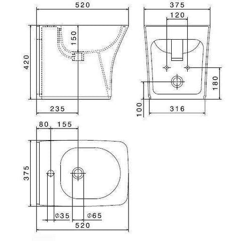 66020.27.800 NEUTRA 66020 BIDET A TERRA MONOFORO 375x520 BIANCO/CROMO NEWFORM-Archigo.it