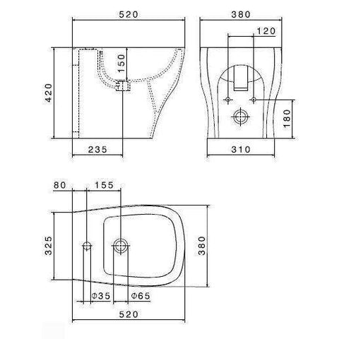 66220.27.800 FLUIDA 66220 BIDET TERRA MONOFORO 380x520 BIANCO/CROMO NEWFORM-Archigo.it