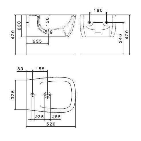 66230.27.800 FLUIDA 66230 BIDET SOSPESO MONOFORO 325x520 BIANCO/CROMO NEWFORM-Archigo.it