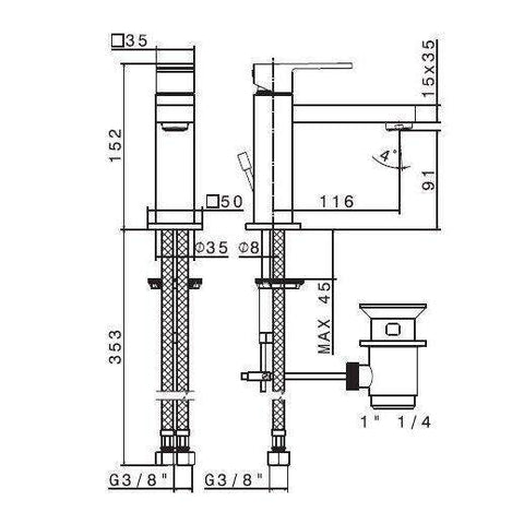 66410.02.007 ERGO-Q MISCELATORE LAVABO NERO/CROMO NEWFORM-Archigo.it