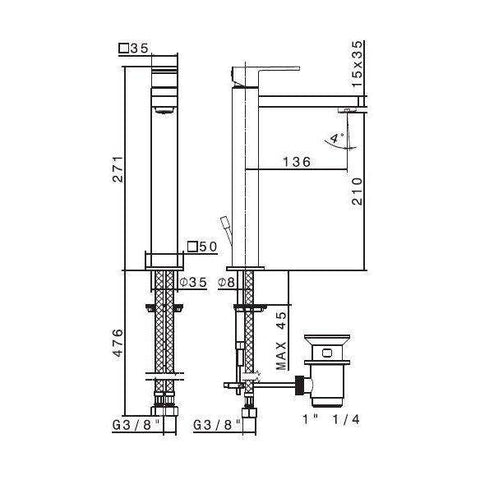 66413.02.013 ERGO-Q MISCELATORE LAVABO ALTO BIANCO/CROMO NEWFORM-Archigo.it