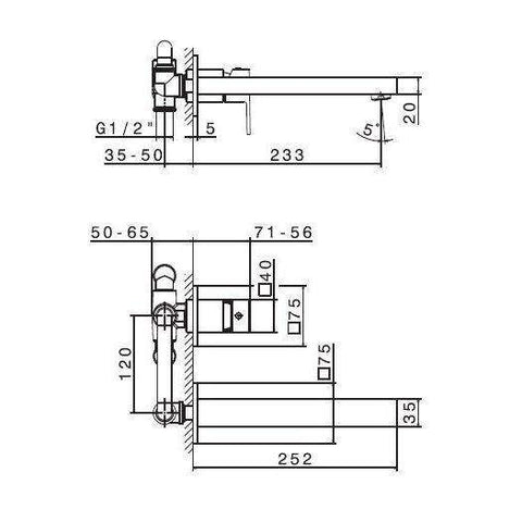 66430.21.018 ERGO-Q MISCELATORE LAVABO PARETE 2F CROMO NEWFORM-Archigo.it