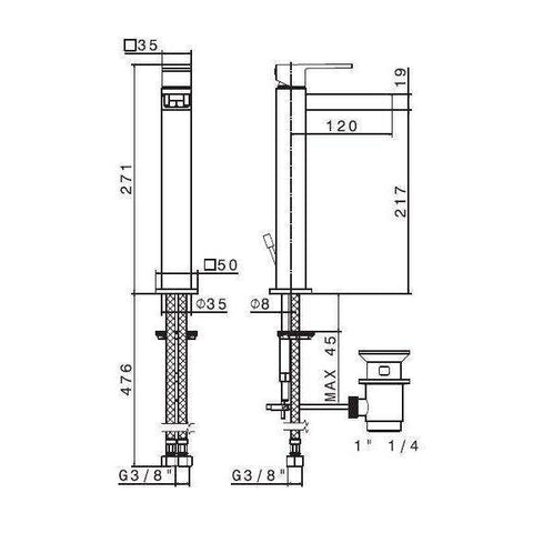 66513.05.013 ERGO-OPEN MISCELATORE LAVABO ALTO CROMO/BIANCO NEWFORM-Archigo.it