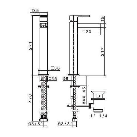 66515.05.013 ERGO-OPEN MISCELATORE LAVABO ALTO CROMO/BIANCO NEWFORM-Archigo.it