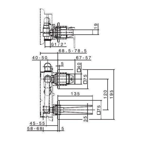 66530.02.007 ERGO-OPEN MISCELATORE LAVABO PARETE 2F NERO/CROMO NEWFORM-Archigo.it