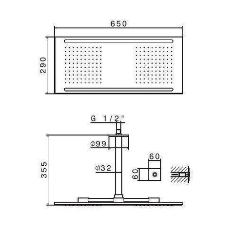 678.01.014 TOTAL THERAPY SOFFIONE SOFFIONE + ILLUMINAZIONE BIANCO LACCATO NEWFORM-Archigo.it