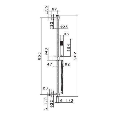816.31.028 ASTA SALISCENDI COMPLETA L.90 CROMO SPAZZOLATO NEWFORM-Archigo.it