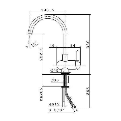 8525.21.018 MARVEL MISCELATORE MONOCOMANDO LAVELLO CROMO NEWFORM-Archigo.it