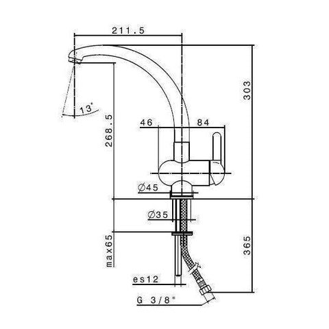 8540.02.013 MARVEL MISCELATORE MONOCOMANDO LAVELLO BIANCO/CROMO NEWFORM-Archigo.it