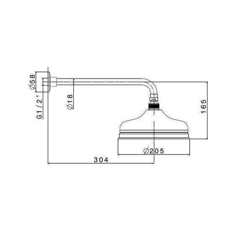 9492.31.023 BRACCIO + SOFFIONE PARETE ø1/2" BRONZO SPAZZOLATO NEWFORM-Archigo.it