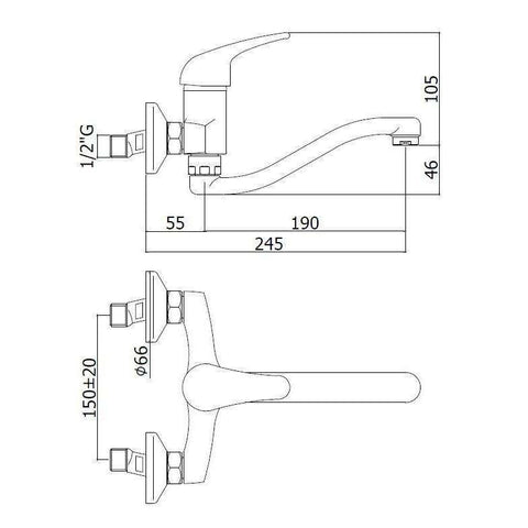 APM161 APOLLO MISCELATORE MONOCOMANDO LAVELLO PARETE CROMATO PAFFONI-Archigo.it
