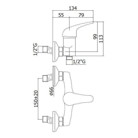 APM168 APOLLO MISCELATORE MONOCOMANDO ESTERNO DOCCIA CROMATO PAFFONI-Archigo.it