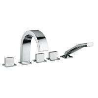 BATTERIA BORDO VASCA 5 FORI CON BOCCA EROGAZIONE LEVA PIATTA LEVEL CROMO PAFFONI LEP044CR-Archigo.it